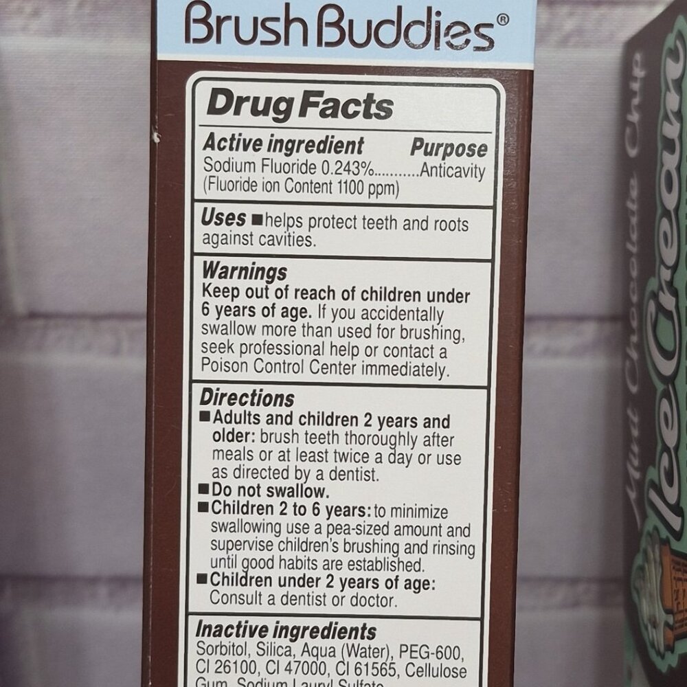 4x Brush Buddies Ice Cream Flavored Toothpaste Cookie Vanilla Mint Chocolate 🍫 - Picture 8 of 11